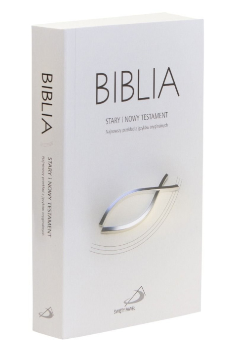 Biblia "z rybką" (opr. miękka, szara) z kolorową wkładką; format: średni